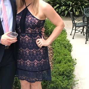 Blue & blush lace dress